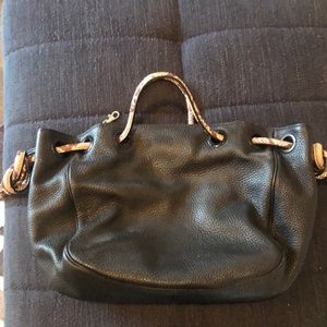 Michael Kors black handbag with snakeskin print handles